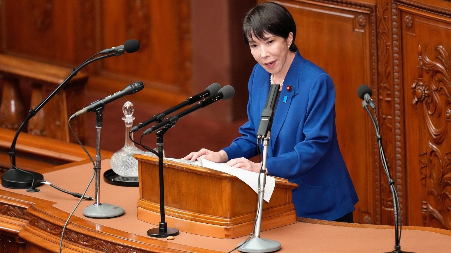 高市早苗今發表了首次的政策演說。（圖／美聯社）