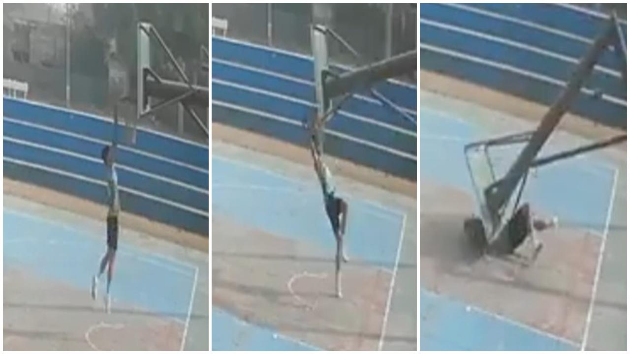 再有籃板倒下，16歲國家隊球員慘遭砸死。(X)