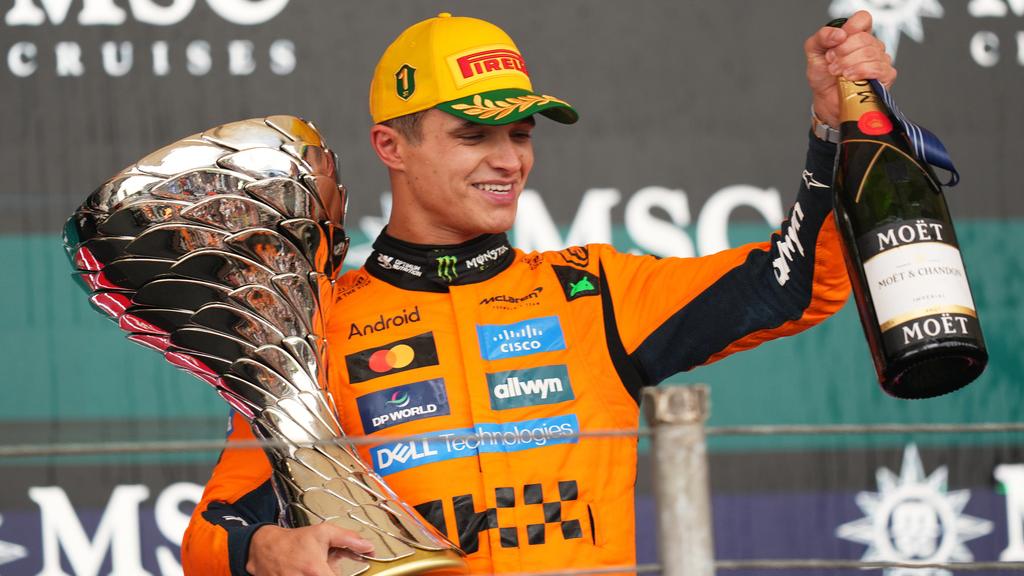 麥拿侖的諾里斯贏得巴西站冠軍。(美聯社)