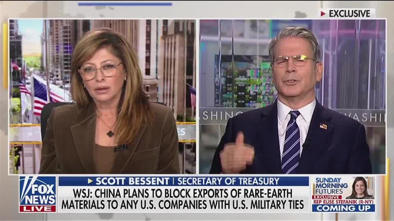 貝森特說美中稀土協議「有望」感恩節前達成