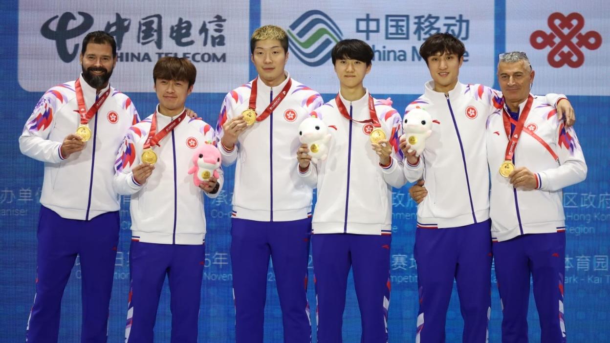 男花港隊團體賽封王，奪全運劍擊首金創歷史。