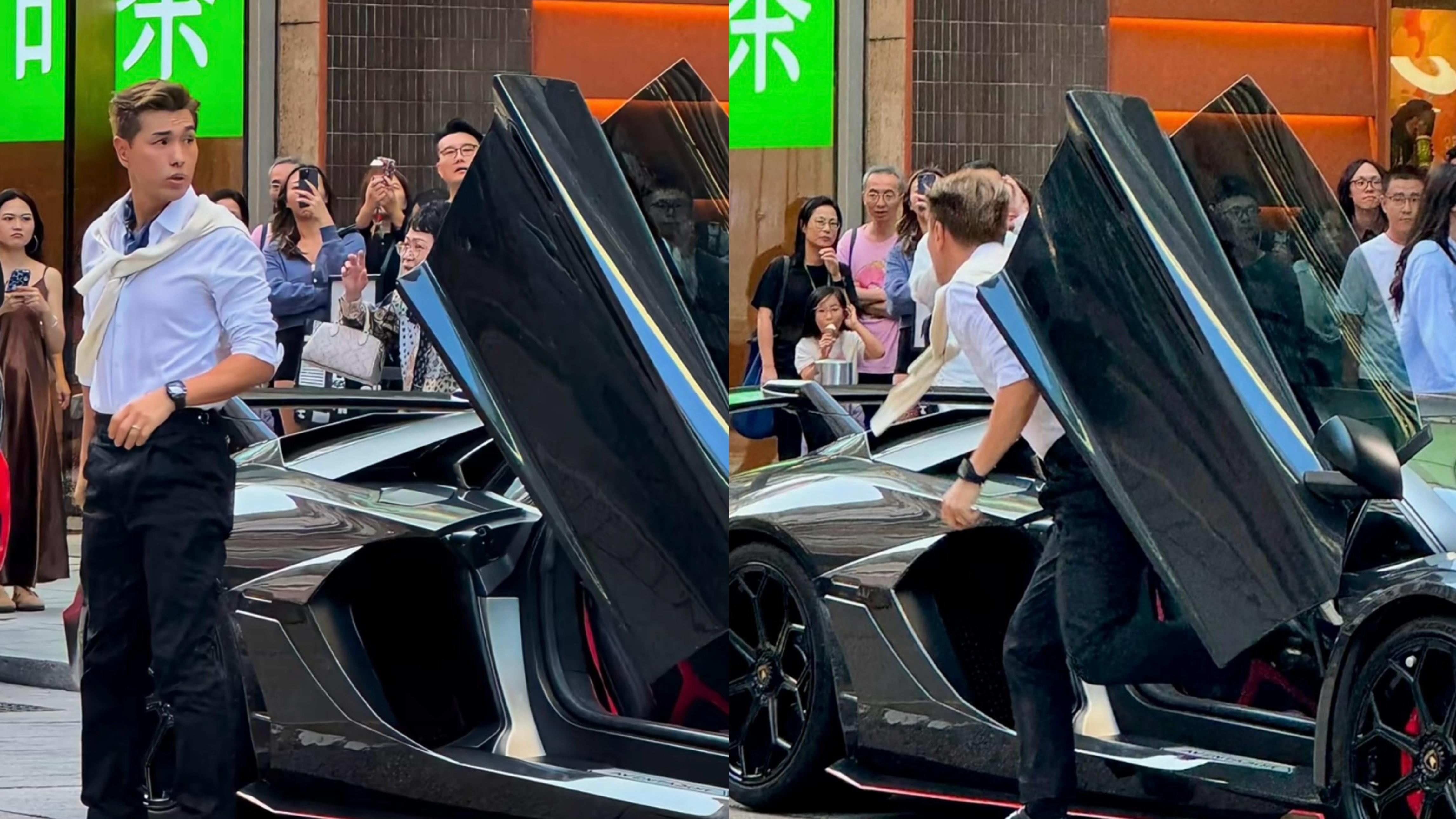 陳展鵬揸林寶堅尼現身尖沙咀 酒店員工殷勤接待場面矚目