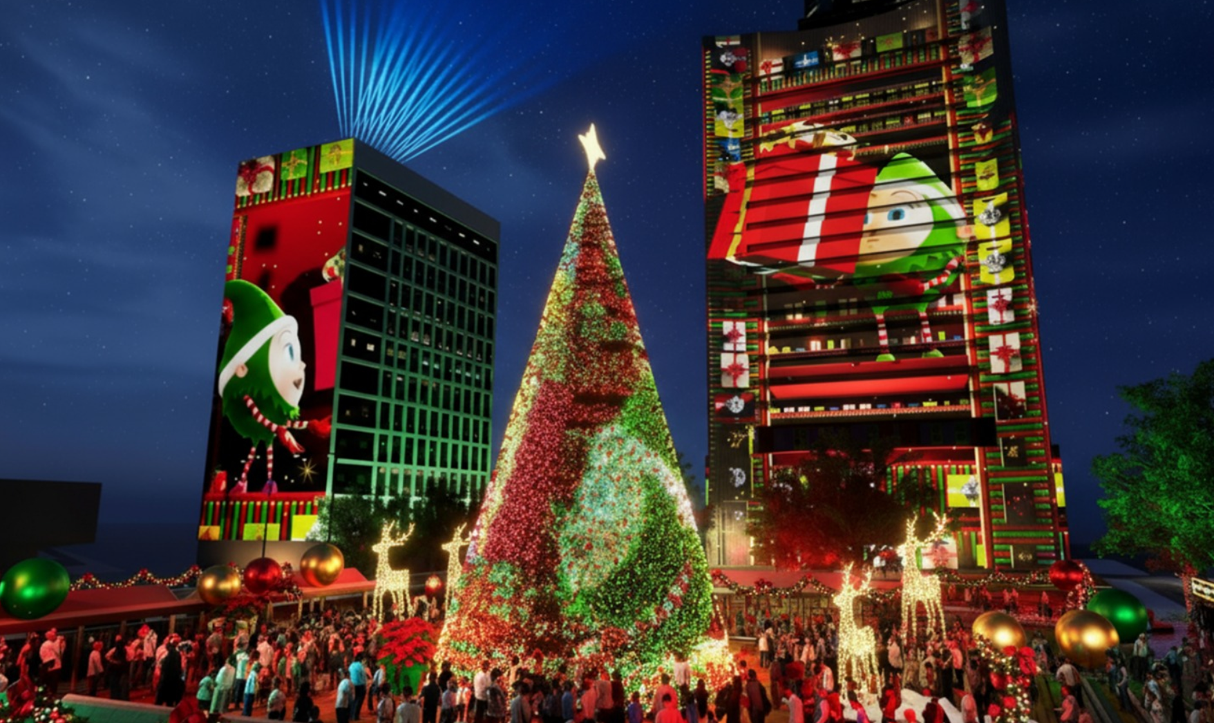 中環皇后像廣場會打造為「聖誕天地」，擺設20米高巨型戶外聖誕樹。（旅發局提供）