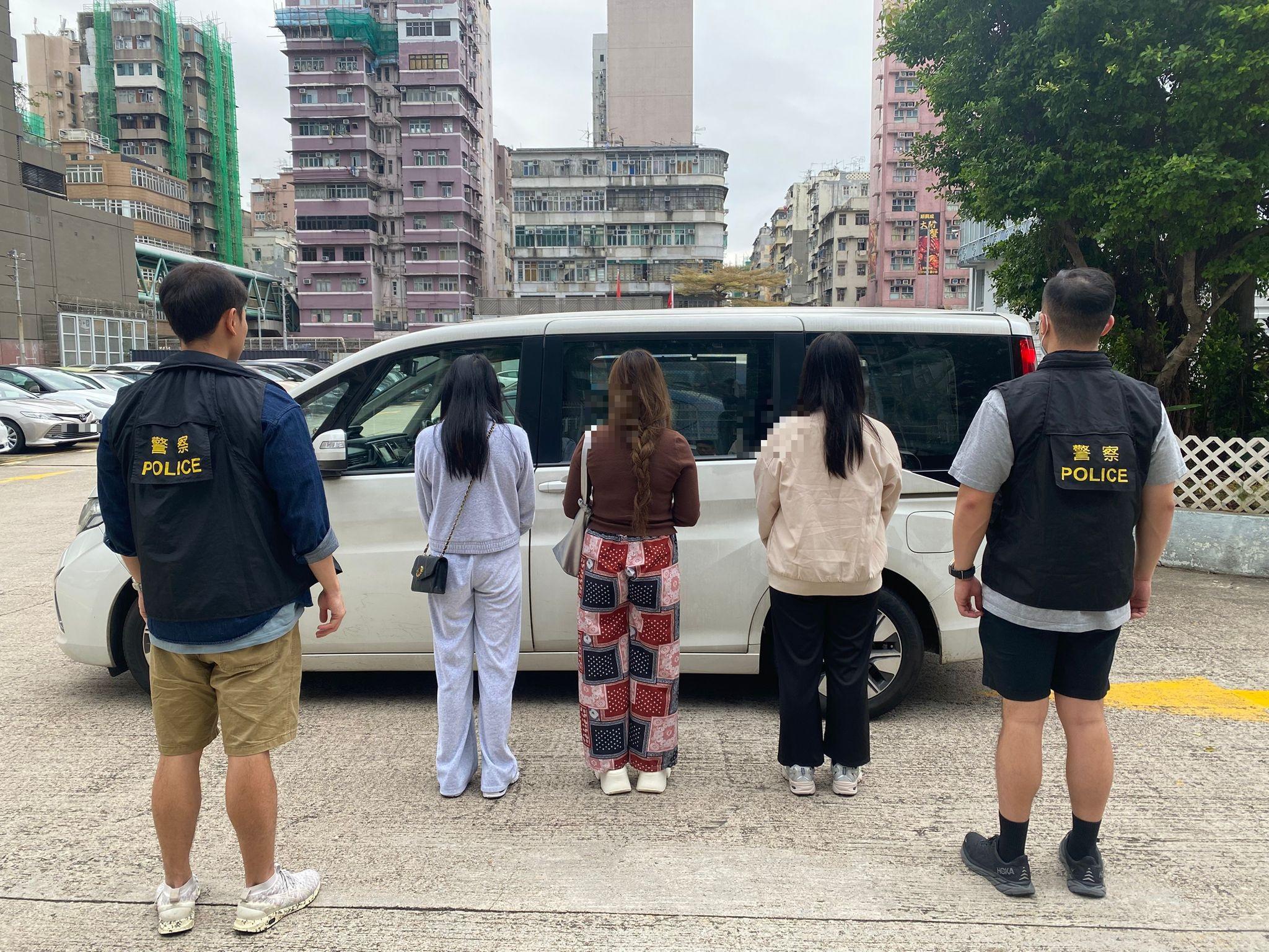 警深水埗掃黃拘3泰籍女，檢潤滑劑安全套等。(警方圖片)