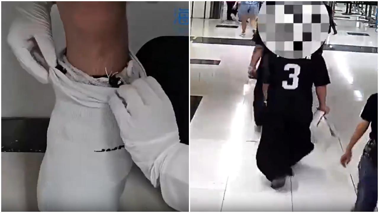 羅湖海關截1男子  白襪內藏40捆水晶珠