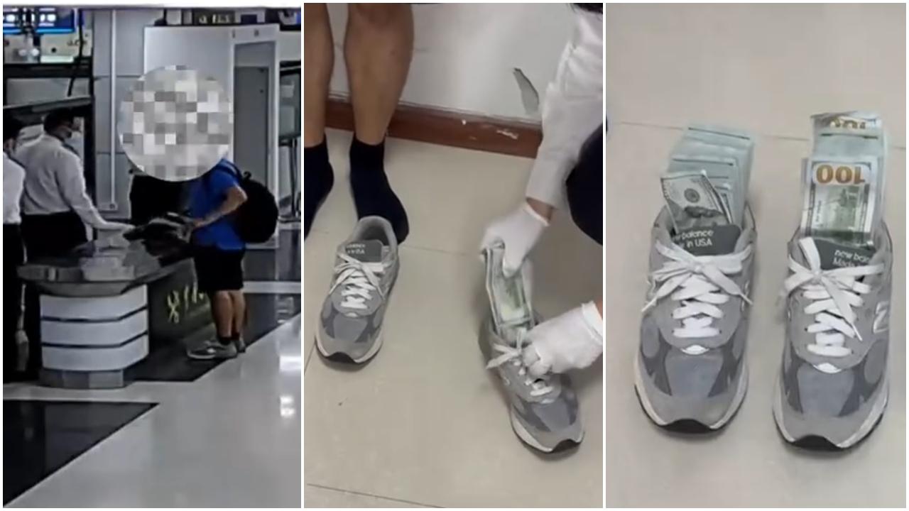 羅湖海關截一男子  波鞋內藏美金  檢3.1萬元 (有片)