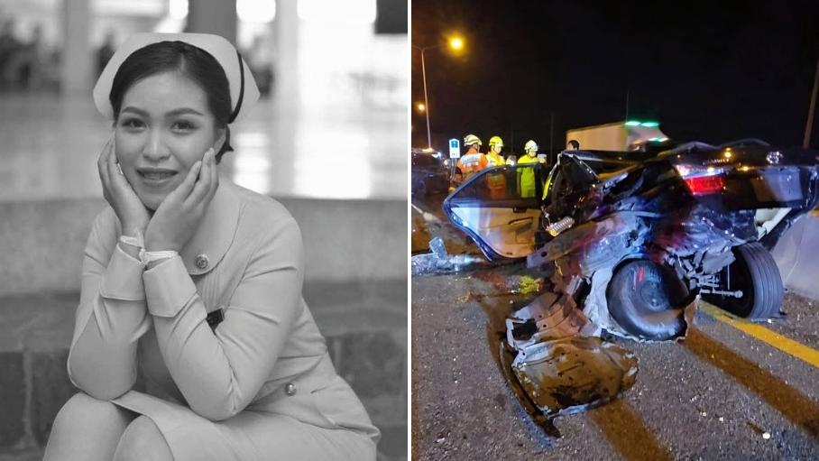 左圖為22歲女死者吉拉瓦迪，右圖為當晚車禍現場。(互聯網)