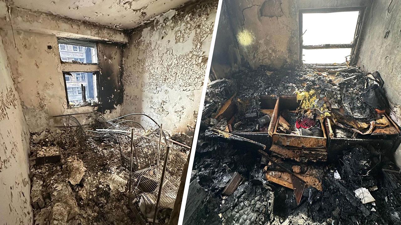 大埔宏福苑五級火發生後，部分單位內部已燒至滿目瘡痍。(網上圖片)