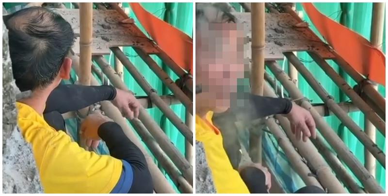 大埔宏福苑五級火，當局目前暫時未確認火警起因，但網上流傳居民群組反映，曾見到棚架上的工人吸煙。(影片截圖)