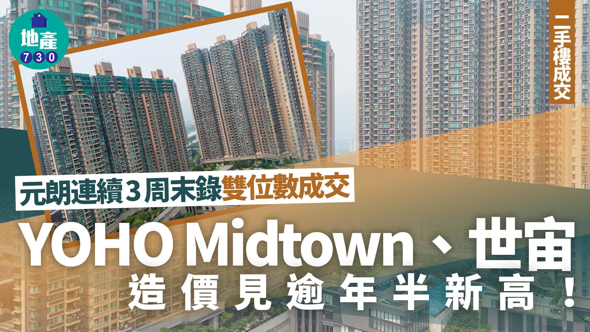 元朗連續3周末錄雙位數成交 YOHO Midtown、世宙造價見逾年半新高｜二手樓成交