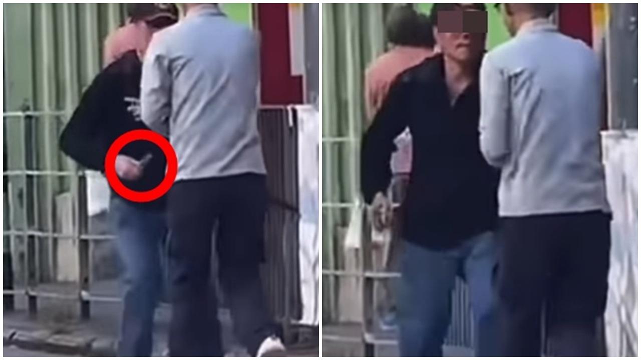 石硤尾兩男爭執，躁漢揮刀進逼，六旬翁呼救：報警呀！(FB/車cam L（香港群組）)