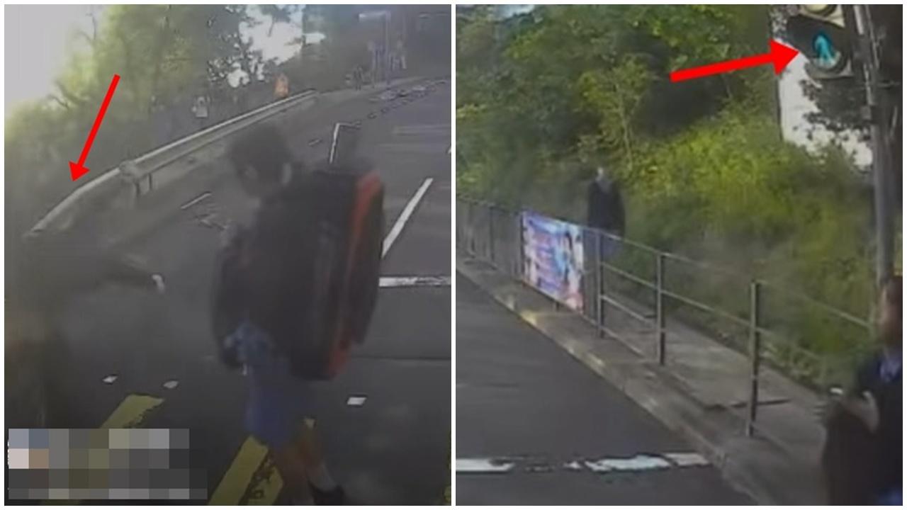 車Cam直擊，香港仔利東邨的士衝燈，撞飛女學生。(FB/車cam L（香港群組）)