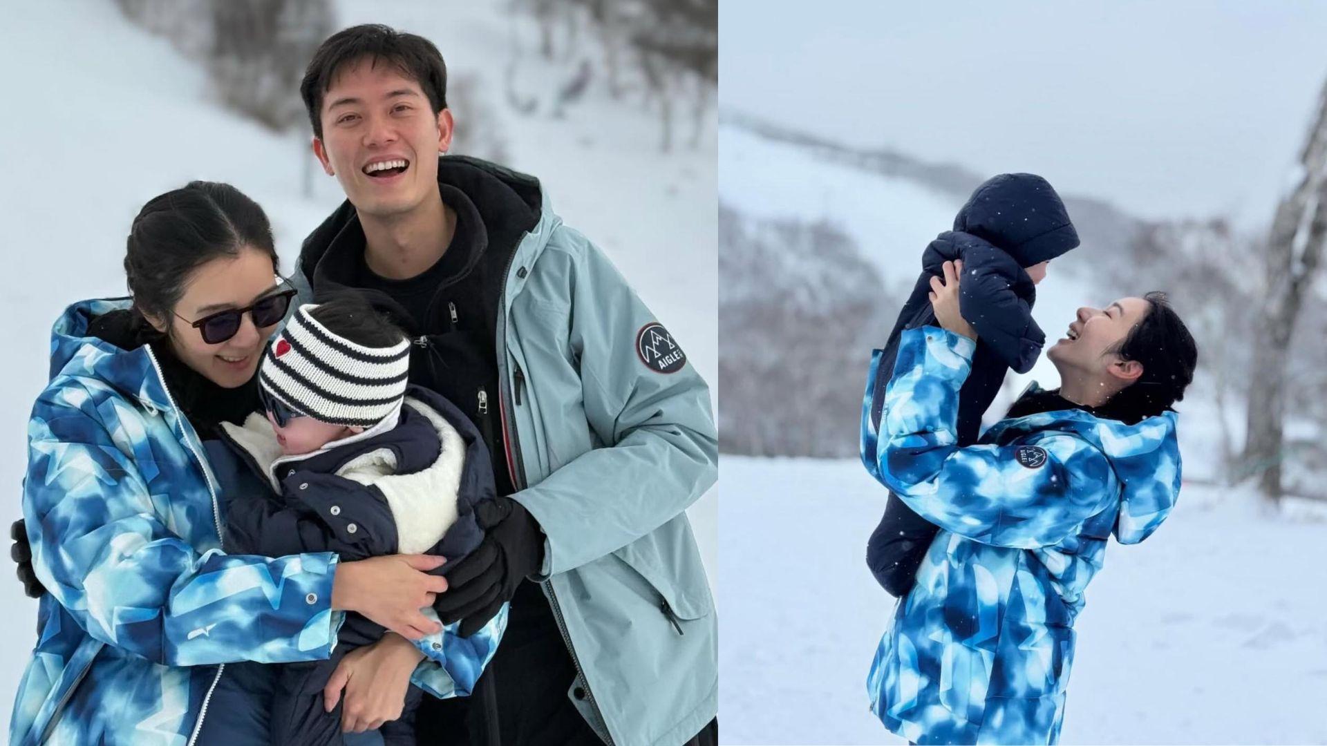 麥明詩一家三口雪地慶祝34歲生日 囝囝黑超look萌爆登場