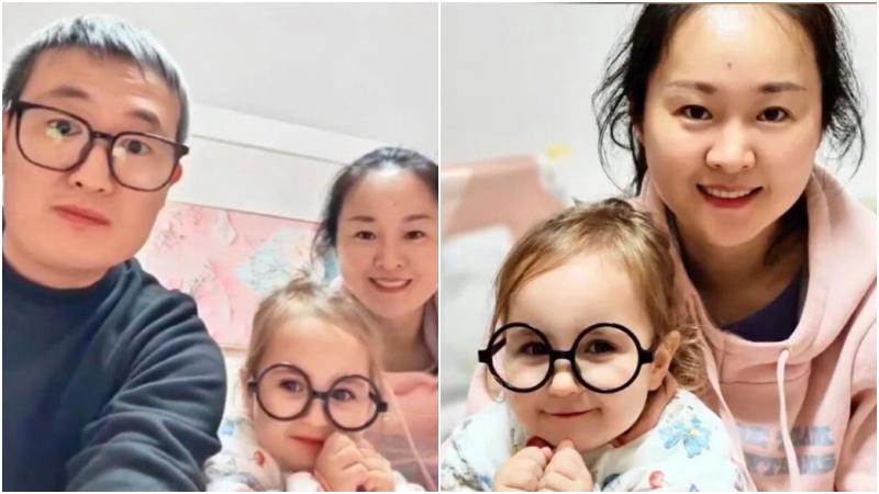 小女童金髮碧眼模樣可愛。（圖／翻攝新浪微博）