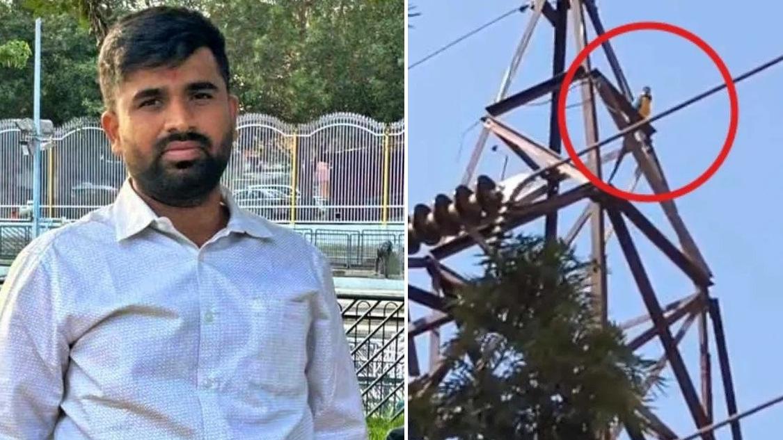 印度32歲男子庫瑪爬圍牆營救在電塔上的金剛鸚鵡，卻意外觸電墮地亡。(互聯網)