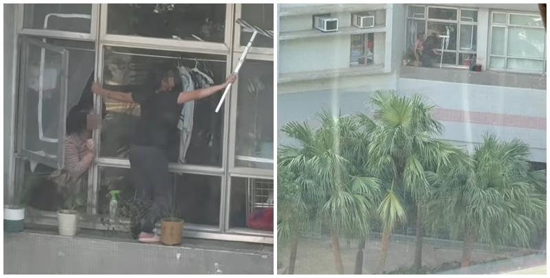 海怡半島外傭危站窗外花槽抹窗 網民:僱主離哂譜