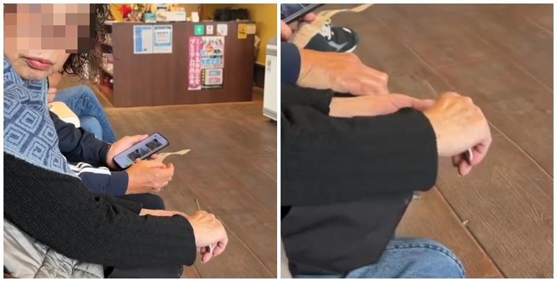 一名網民於社交平台Threads發布帖文，稱於福岡縣福岡市西端的系島一間餐廳排隊等食燒蠔期間，發現旁邊同是港人的中年婦人，拿出指甲銼銼指甲，期間四處張望。(Threads)