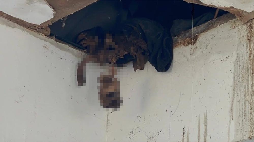 維修天花板竟跌出人體駭骨，半空吊吊揈嚇壞裝修工。(FB)