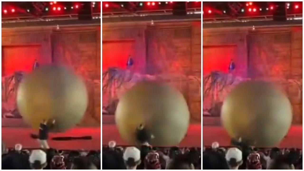 400磅道具大石驚險滾向觀眾，迪士尼職員肉身化解危機。(X)