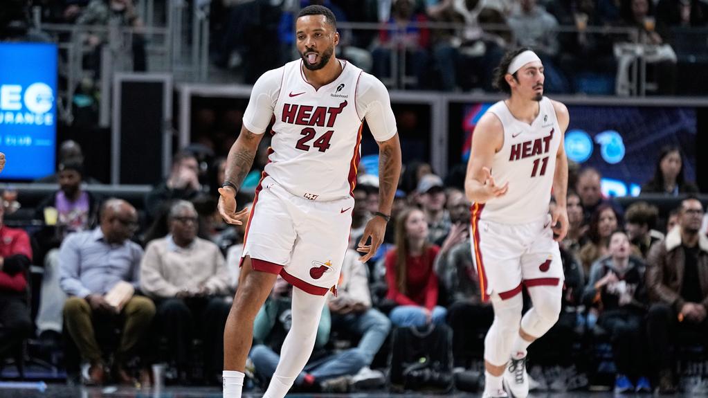 諾文鮑維獨取36分，協助熱火以118:112擊敗活塞。(美聯社)