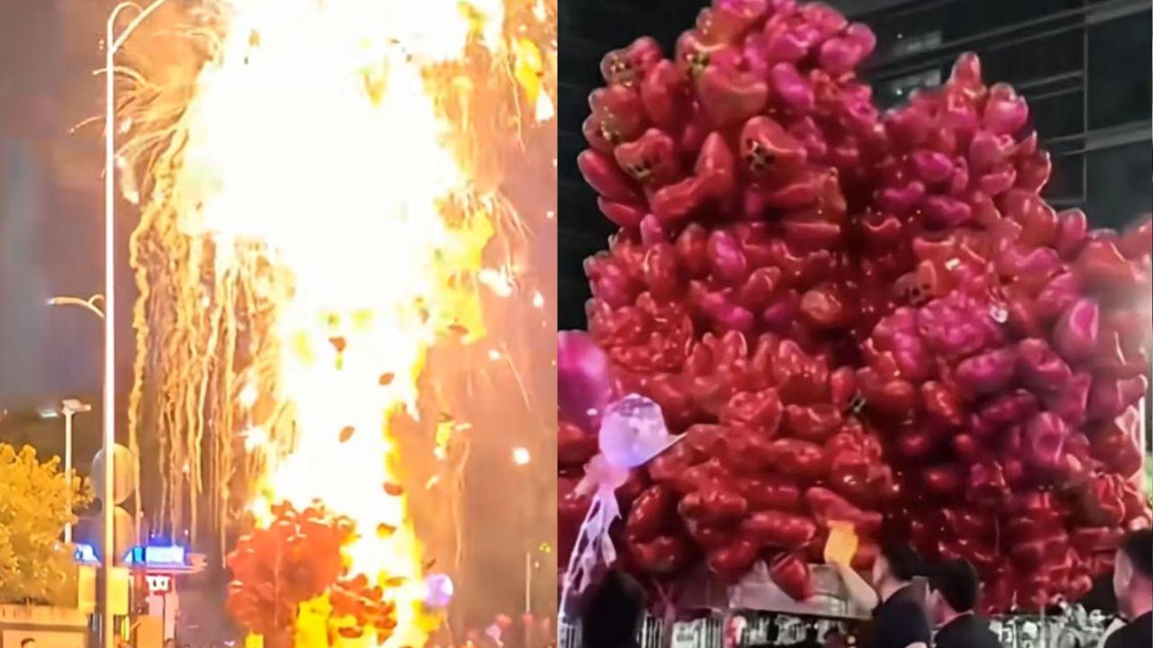 醉漢點燃大量氣球引發大火　　除夕夜被捕