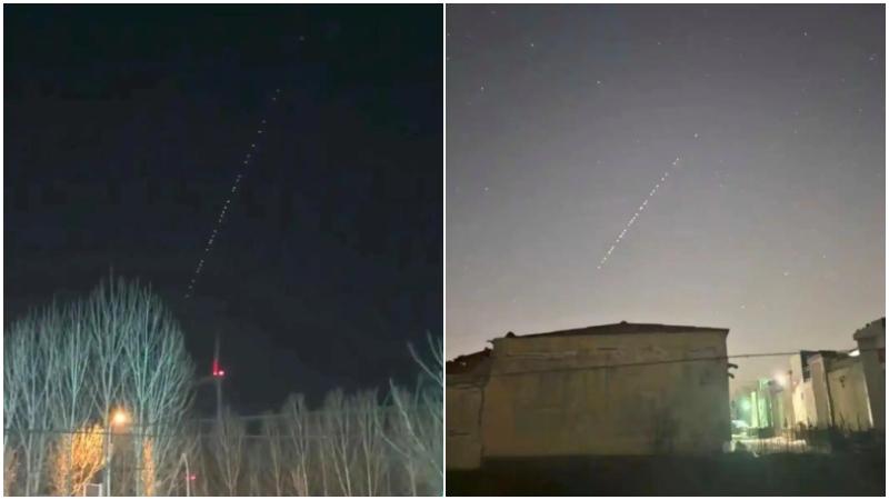 河南多地夜空驚現成串「神秘光點」。（圖／翻攝大河報）