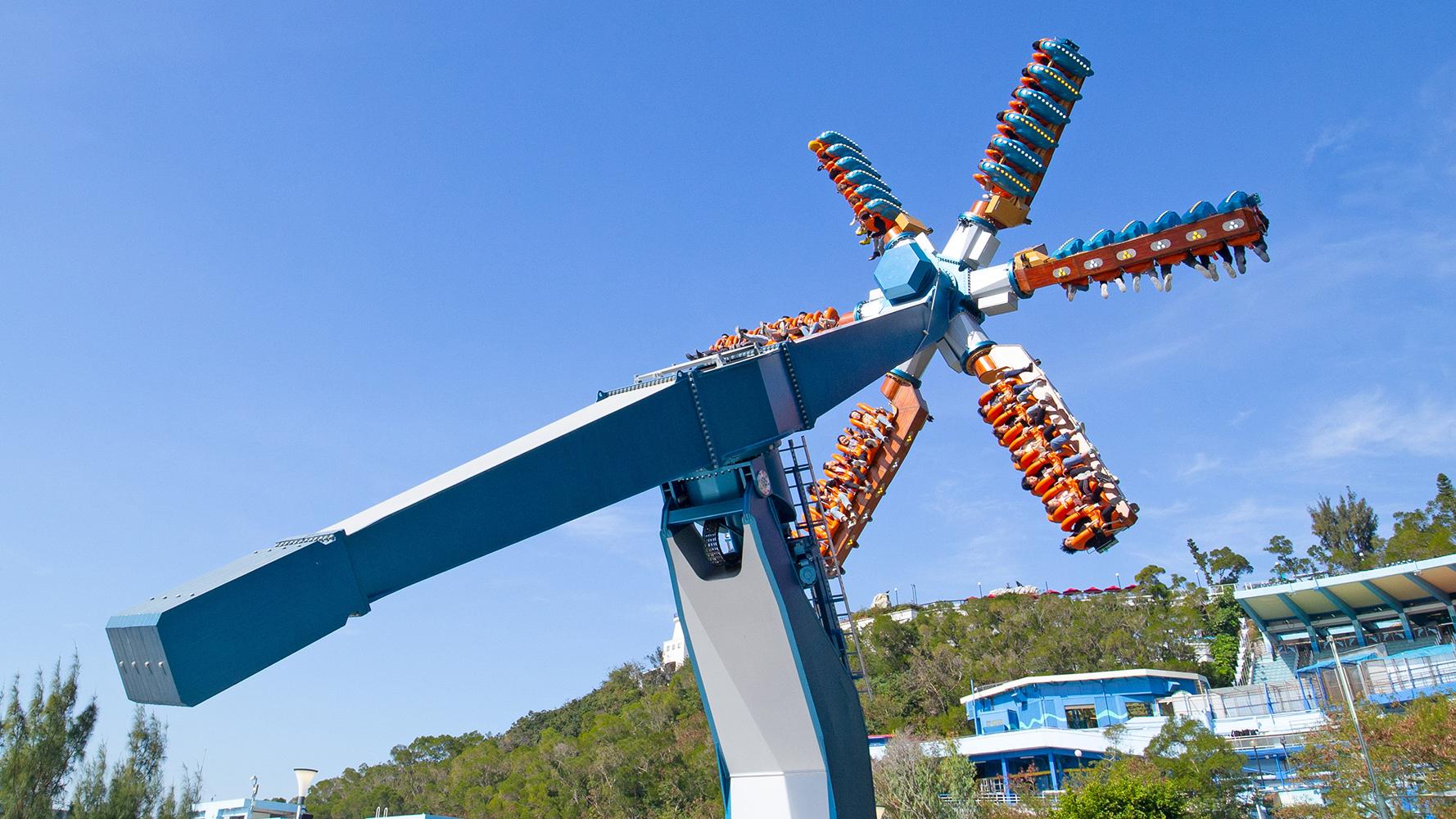 海洋公園機動遊戲「狂野龍捲風」發生故障。（海洋公園網頁圖片）