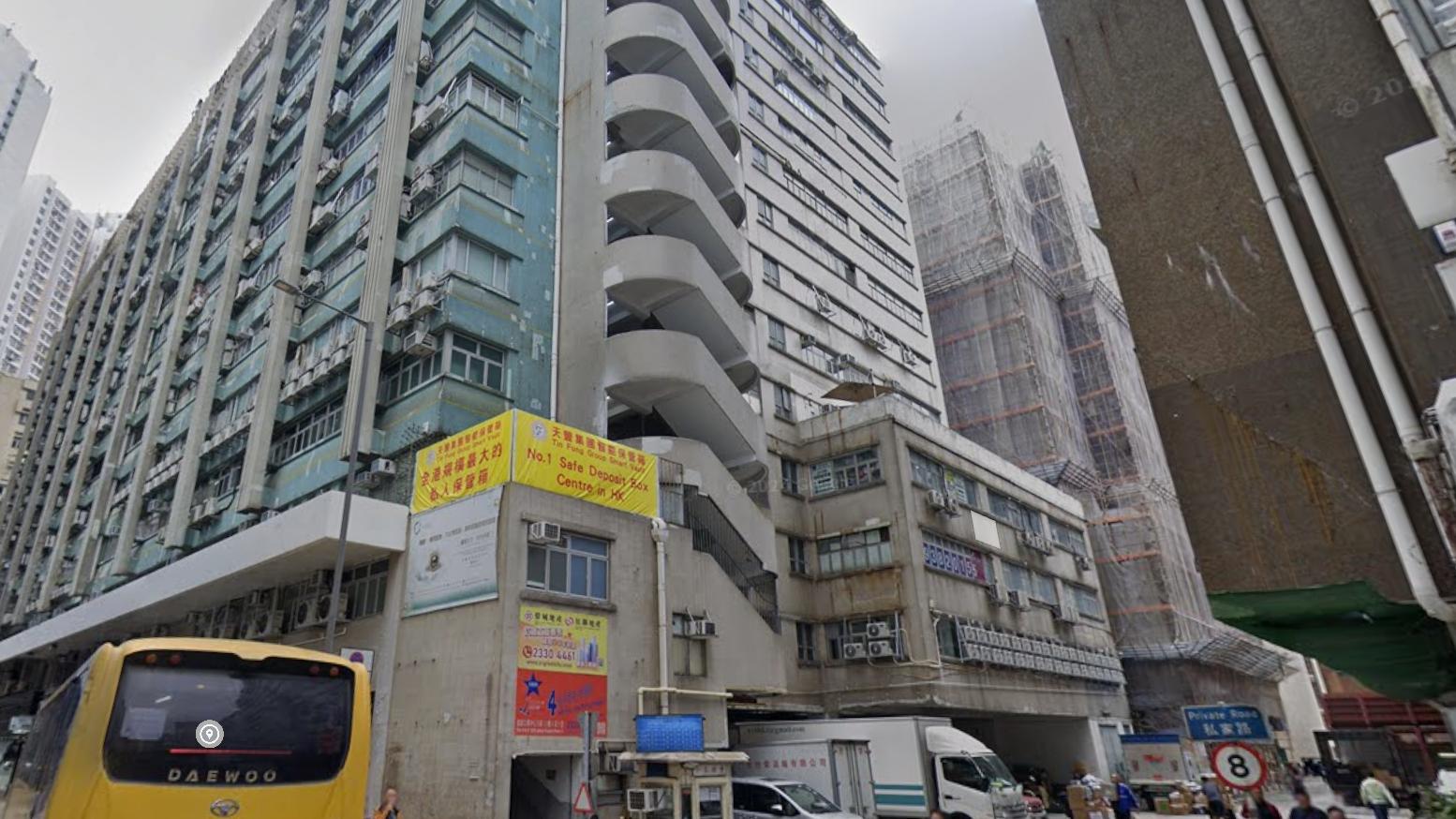 紅磡工廈發生冧石屎壓傷途人事件。（Google地圖截圖）