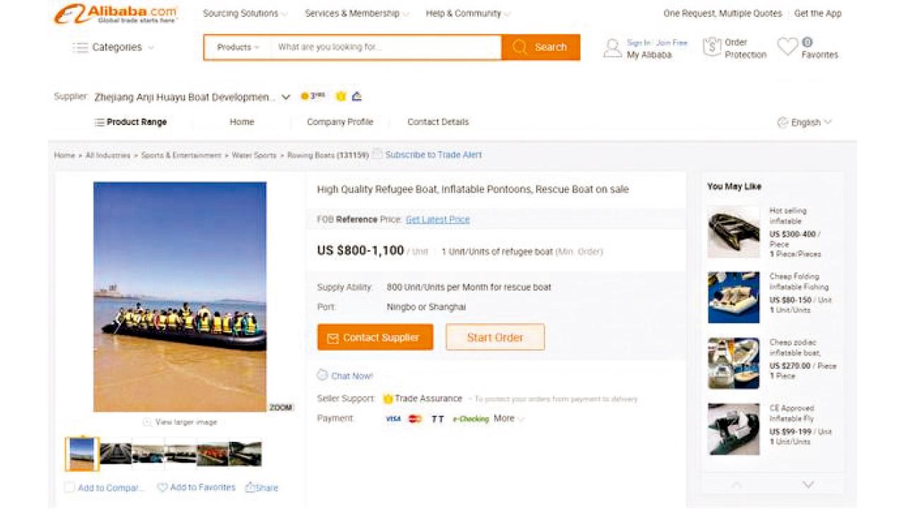 助長地中海難民偷渡 外媒斥阿里巴巴出售橡皮艇