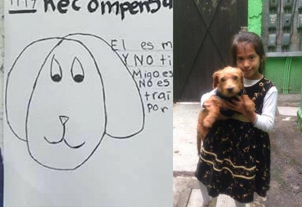 真誠搭救 墨國女童簡陋畫像尋回愛犬