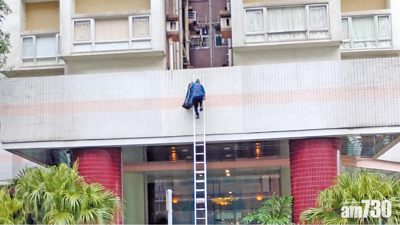 海怡半島工人搵命博 徒手爬10米梯清潔天井