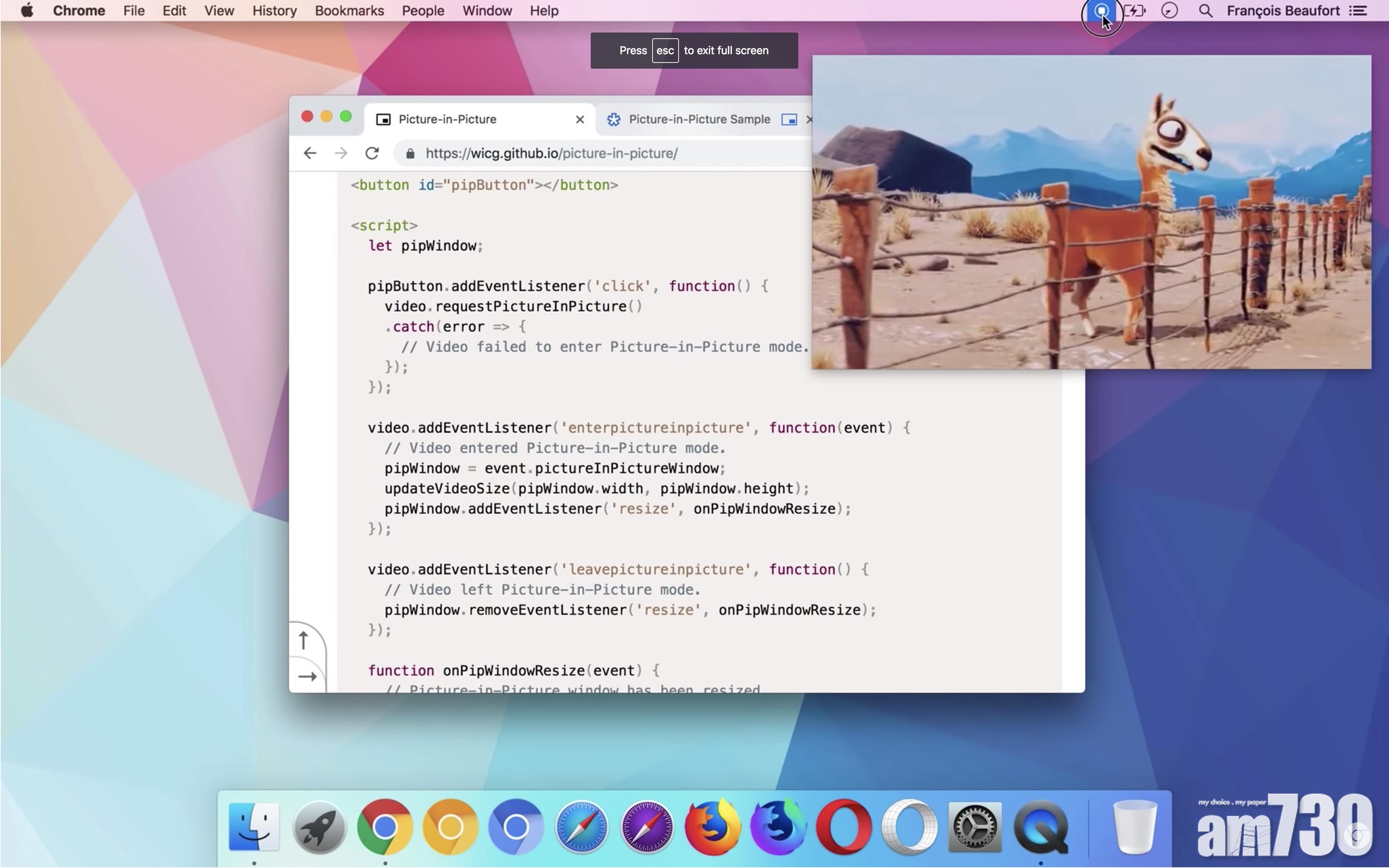 Chrome 70加入畫中畫功能