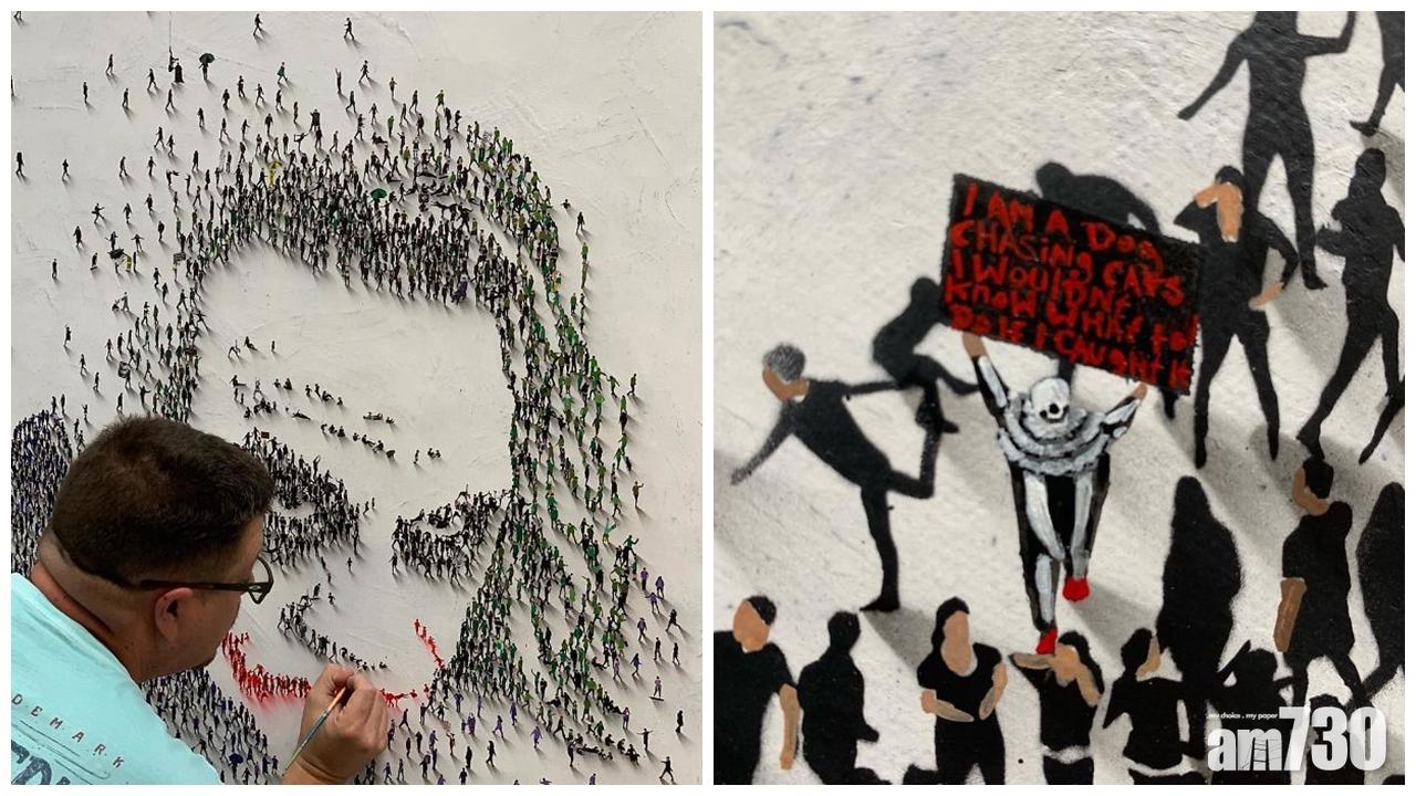 用人仔結集成肖像：小丑畫中藏小丑