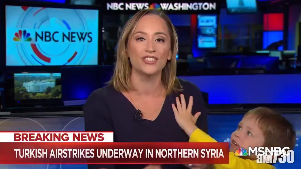 【有片】囝囝亂入新聞直播  無阻記者媽媽繼續報道