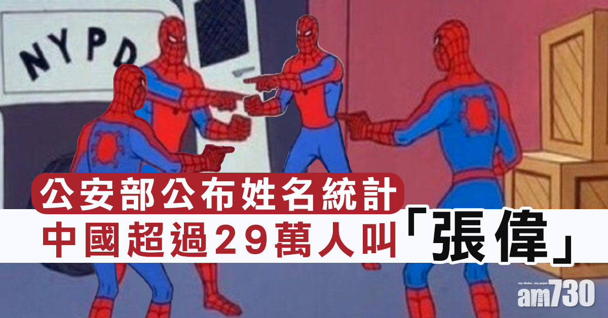 頭十位全屬單姓單字 29萬人全叫「張偉」