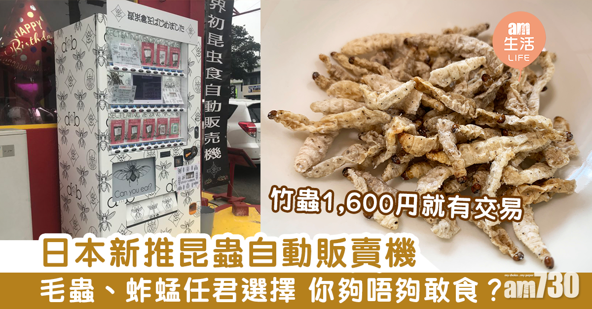 日本新推昆蟲販賣機  毛蟲、蚱蜢任君選擇 你夠唔夠敢食？