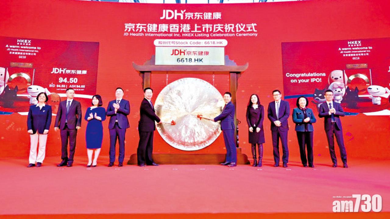 大升55% 一手帳賺近2千 京東健康首掛即晉紅底