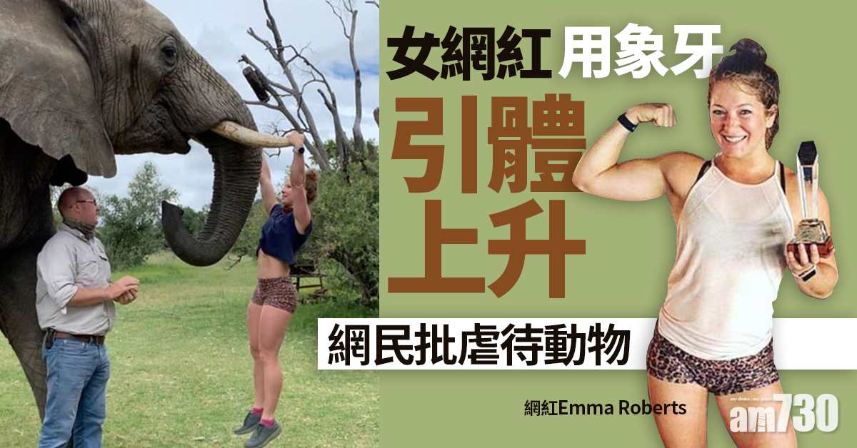女網紅用象牙做引體上升　網民批虐待動物