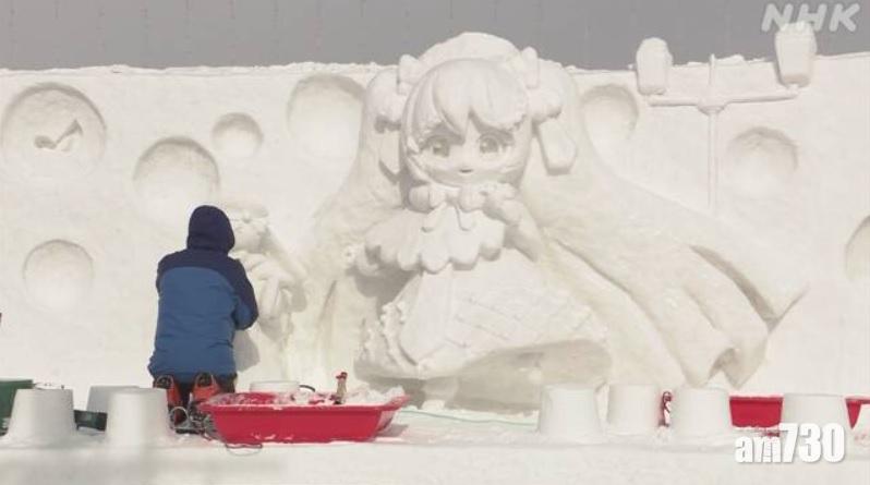 北海道札幌雪祭改網上舉辦 首3座雪雕完工