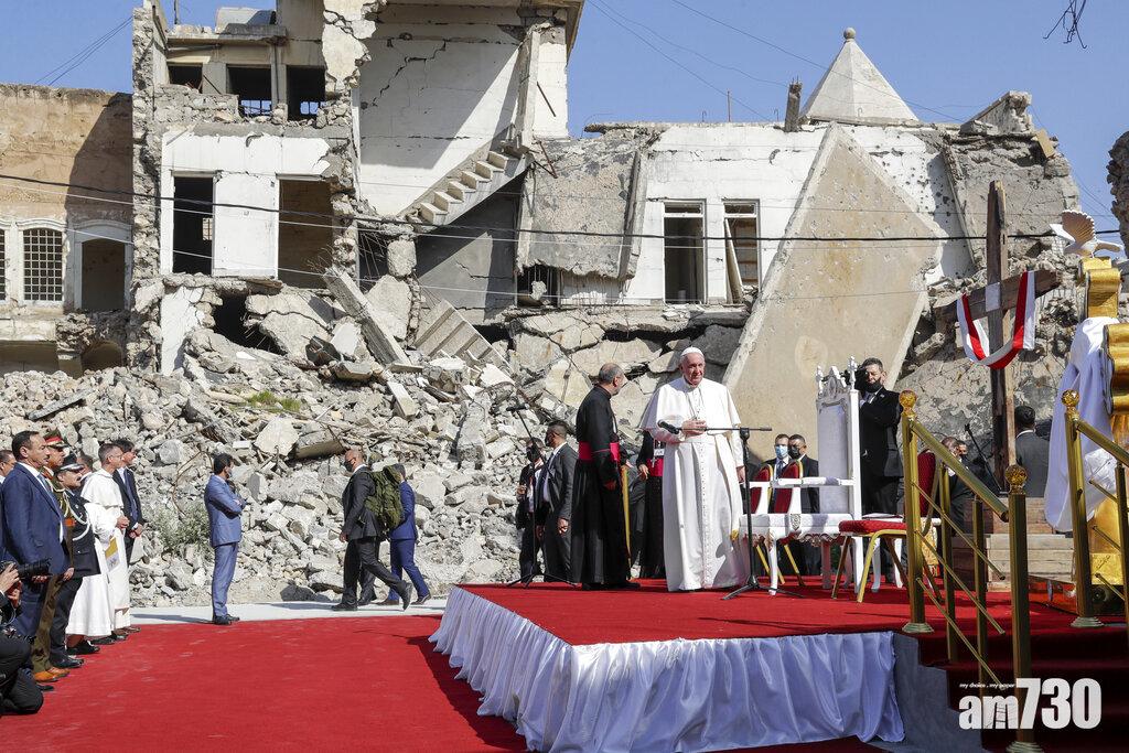 教宗訪伊拉克摩蘇爾 教堂廢墟前祈禱：友愛比殘殺更經得起時間考驗