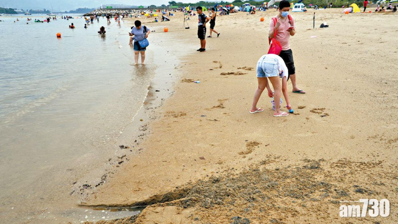 龍尾泳灘現黑沙 專家︰易皮膚敏感勿挖沙