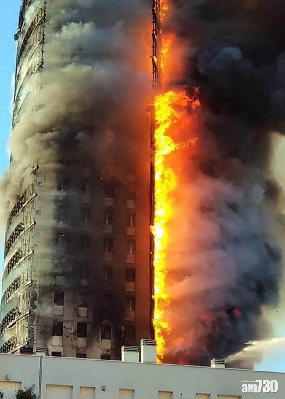 有片｜米蘭20層高住宅沖天大火  居民：外牆像牛油般快速融掉