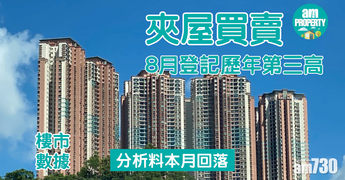 樓市數據｜8月夾屋買賣登記歷年第三高 分析料本月回落