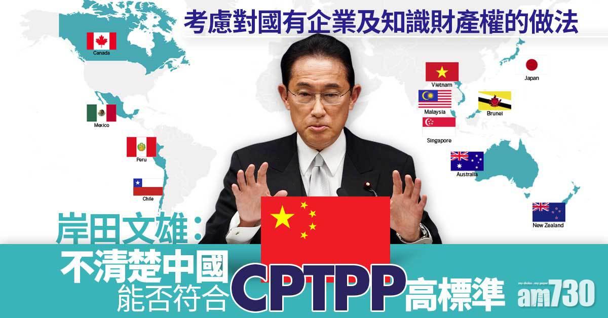 岸田文雄對中國能否符合CPTPP高標準存疑