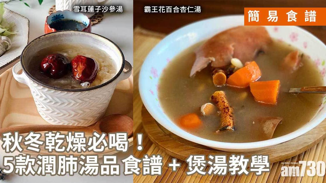 秋冬湯水食譜｜雪耳蓮子沙參湯、霸王花百合杏仁湯、海底椰雪梨玉竹湯堄5款潤肺煲湯教學