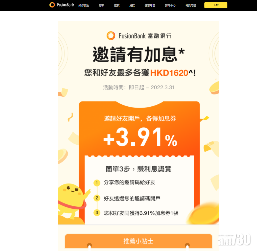 虛銀動態｜富融定存送加息券 年息可加多3.91厘