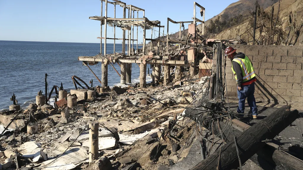 馬利布山火災區。(美聯社)