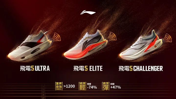 Li-Ning碳板跑鞋飛電5家族震撼登場．輕彈中底為跑手注入動力