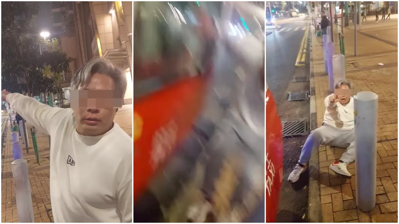 一名身穿白衣、灰髮的男子懷疑搭「霸王的」。(網片截圖)