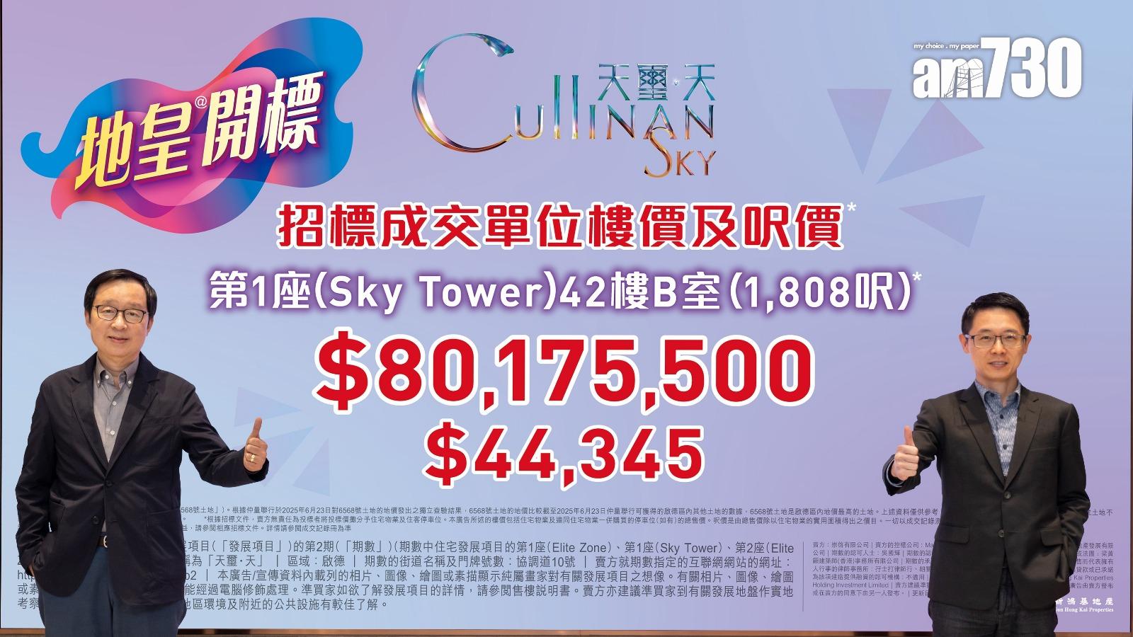 天璽．天2期標售四房雙套 連2個車位成交價逾8010萬｜啟德新盤